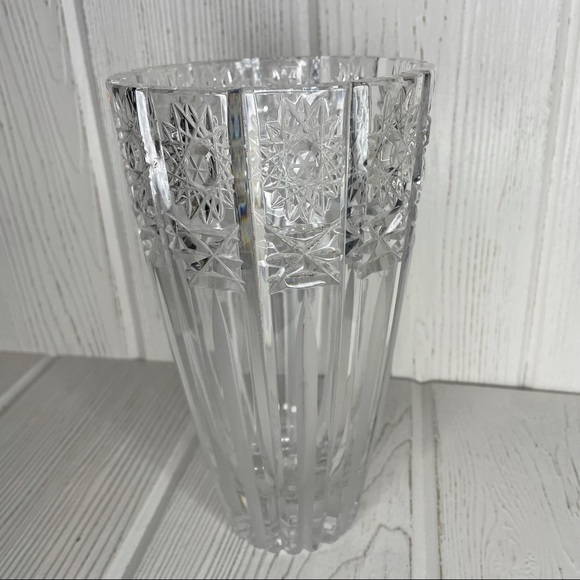 Dresden Accents Dresden Lead Crystal Vase Clear Frosted Hand Cut